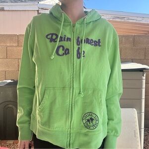 Y2K RAINFOREST cafe green and purple zip up hoodie